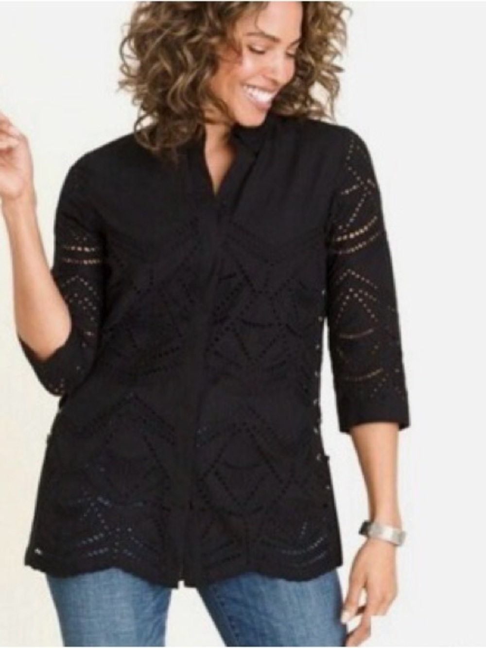 Chico's Eyelet Button-Down